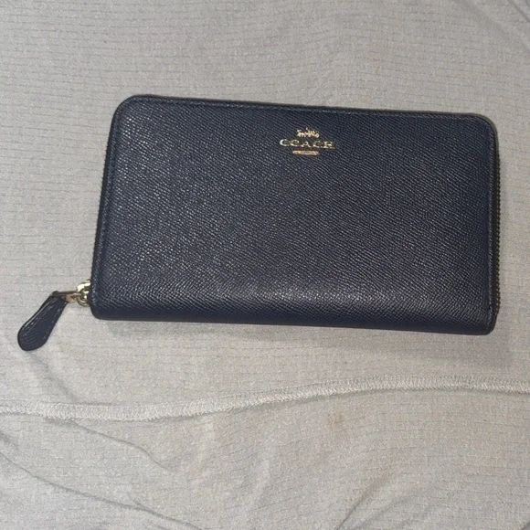 Coach Dark Blue Leather Zip Wallet - Picture 17 of 17